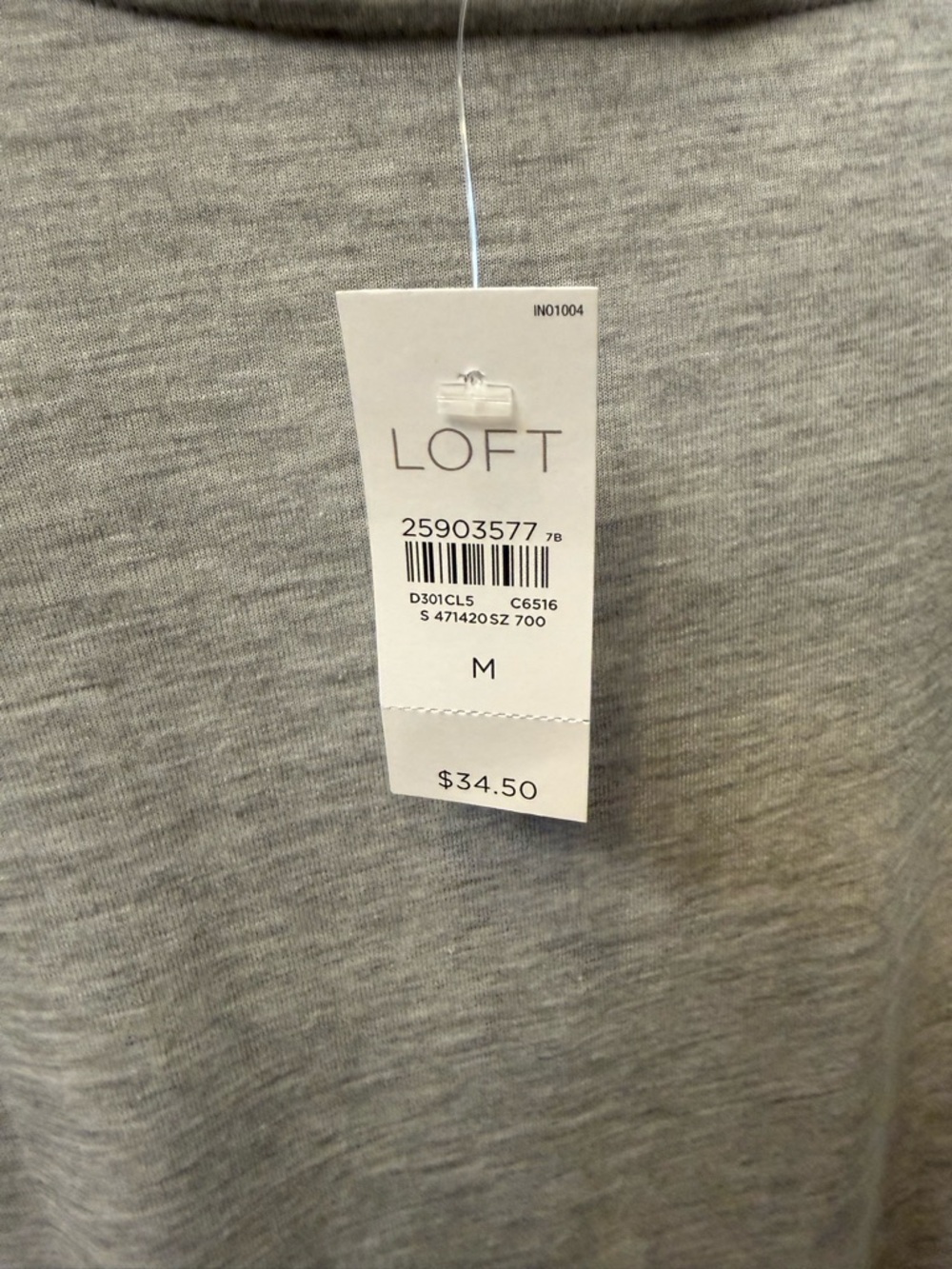 LOFT Gray Short Sleeve Knit Top with Lace Shoulder Detail - Picture 3 of 4